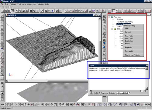 рис 1. Элементы управления Java-приложениями bCAD.